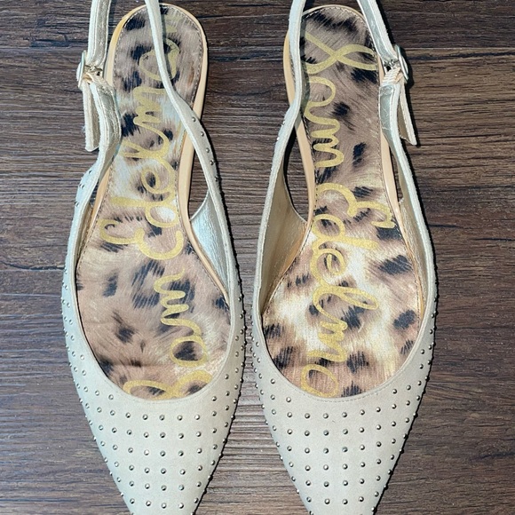 Sam Edelman Idahlia Leather Sling Back Studded Flats, Size 7.5 - Picture 2 of 9